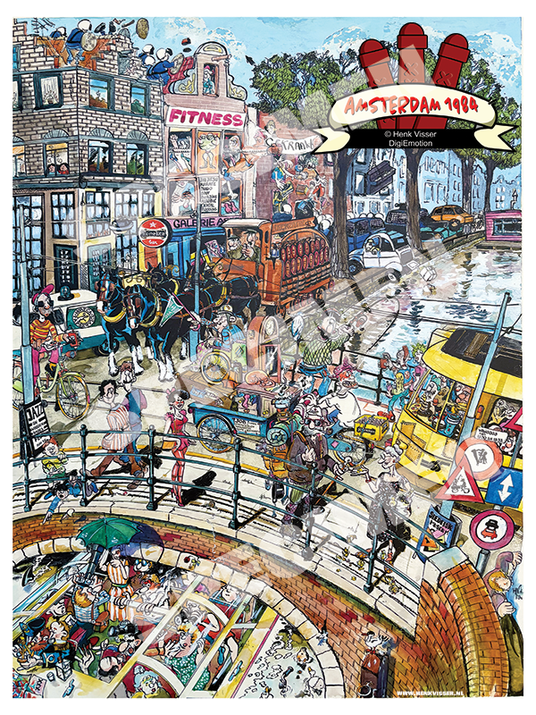 Illustratie van de Amsterdam 1984-poster van Henk Visser
